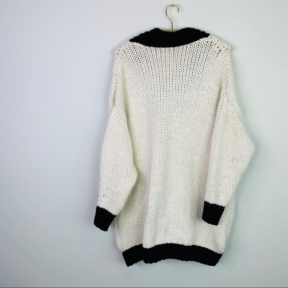 Zara White chunky knit oversized cardigan sweater - Picture 10 of 11